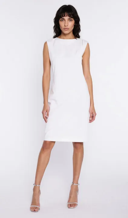 Sukienka z pęknięciem na ramieniu - ecru