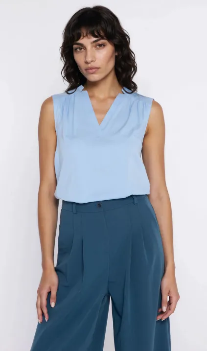 Spodnie z zakładkami, wide leg - teal