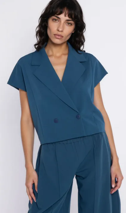 Dwurzędowy krótki żakiet - teal