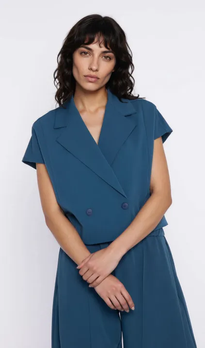 Dwurzędowy krótki żakiet - teal