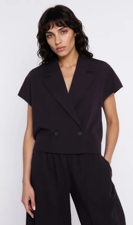 Dwurzędowy krótki żakiet - czarny