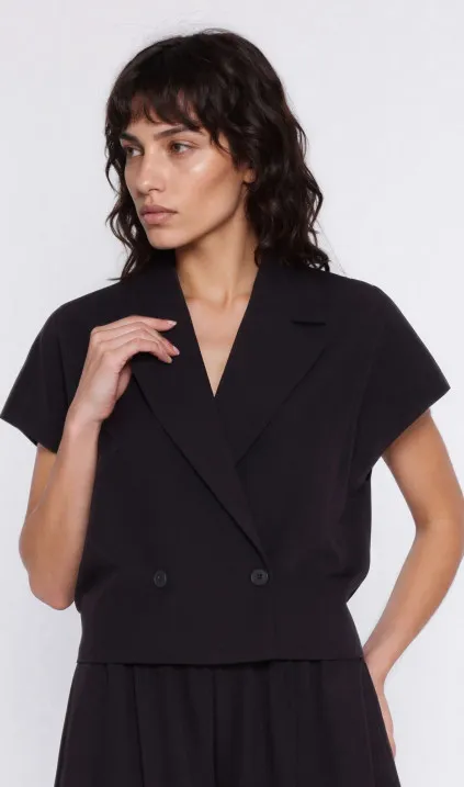 Double-breasted short jacket - black