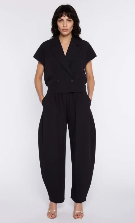 Double-breasted short jacket - black