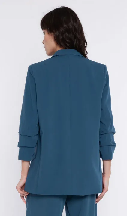 Żakiet z marszczonymi rękawami - teal