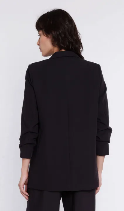 Żakiet z marszczonymi rękawami - czarny