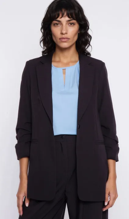 Jacket with ruched sleeves - black