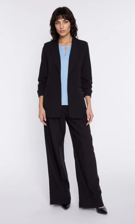 Jacket with ruched sleeves - black