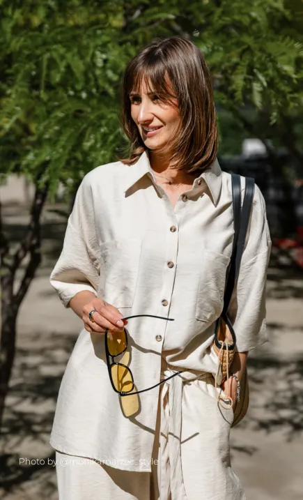 Oversized shirt with pockets- beige