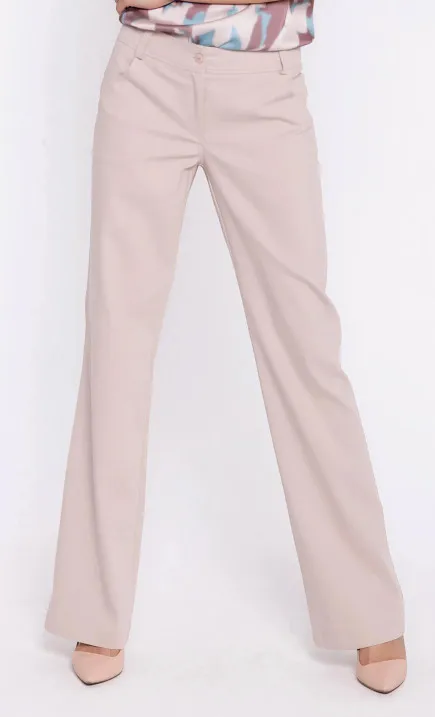 Jeansowe spodnie bootcut - beżowe
