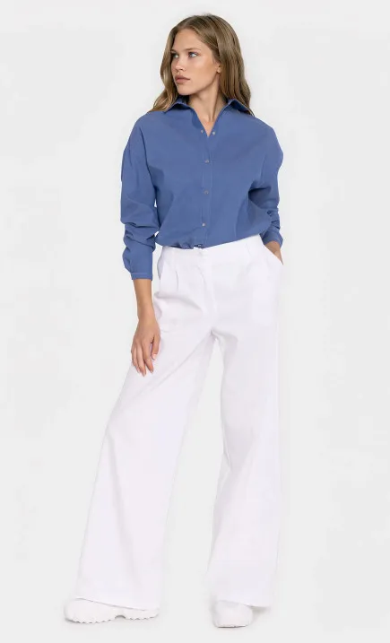 Jeansowe spodnie wide leg - biały