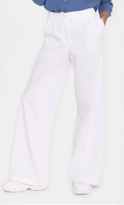 Jeansowe spodnie wide leg - biały