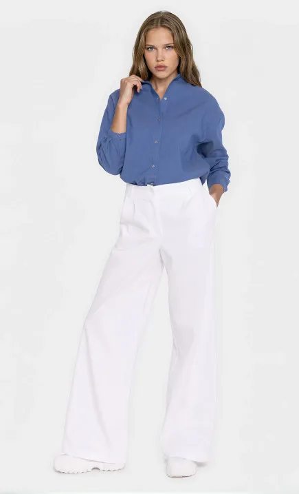 Jeansowe spodnie wide leg - biały