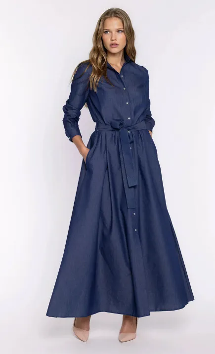 Maxi dress with long sleeves - jeans