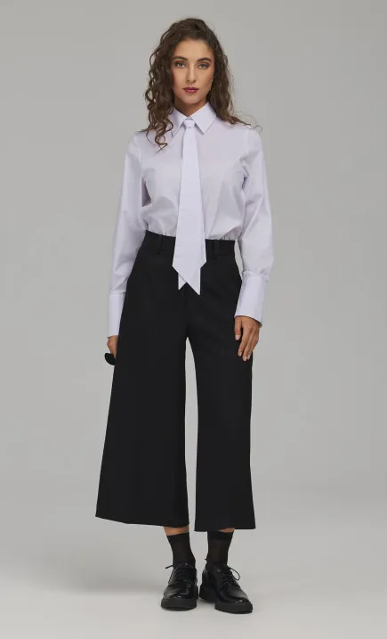 Spodnie cropped wide leg - czarny
