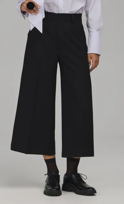 Spodnie cropped wide leg - czarny