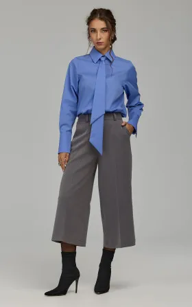 Cropped Wide-Leg Trousers - grey