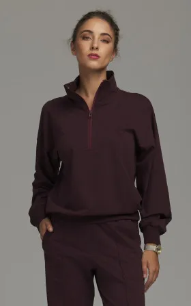 Sweatshirt with a High Stand Collar - plum