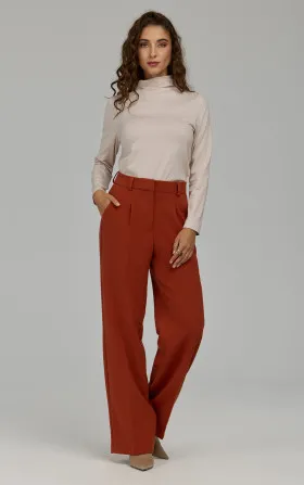 Straight-Leg Trousers with Press Creases - ginger