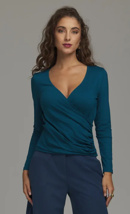 Wrap-Neck Blouse - emerald