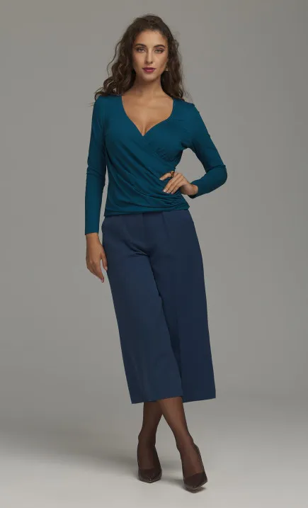 Wrap-Neck Blouse - emerald