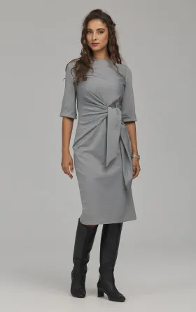 Dress with Side Tie Detail - grey