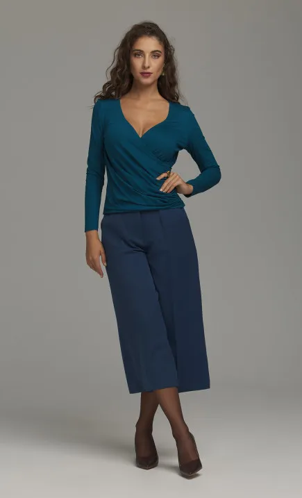 Cropped Wide-Leg Trousers - cobalt