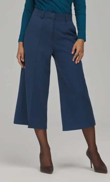 Spodnie cropped wide leg - kobalt