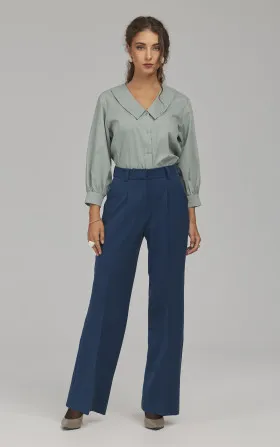 Straight-Leg Trousers with Press Creases - cobalt
