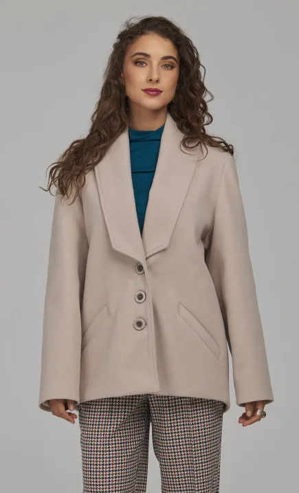 Padded Jacket with an Elegant Collar - beige