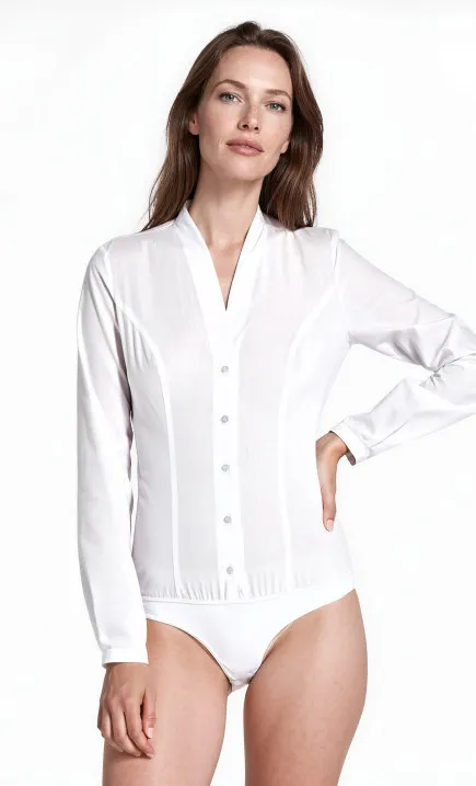 Biała koszula body bez kołnierzyka