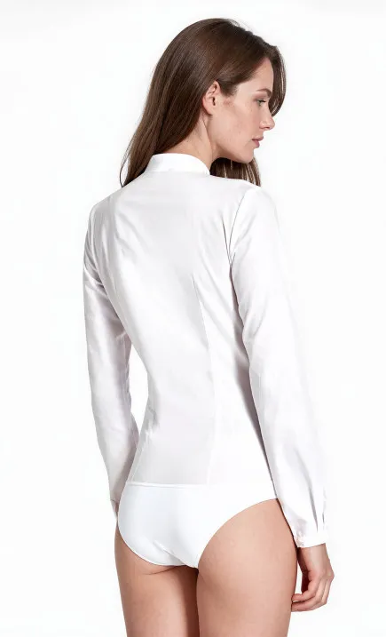 Biała koszula body bez kołnierzyka