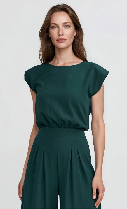 Jumpsuit with palazzo legs - green