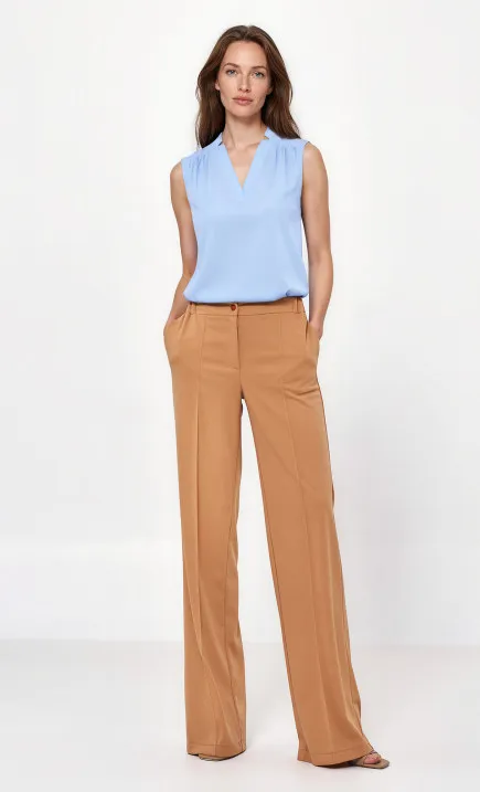 Karmelowe spodnie loose cut
