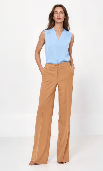 Karmelowe spodnie loose cut